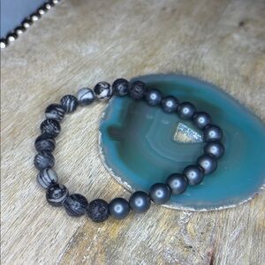 Black Zebra Jasper Onyx Stretch Bracelet